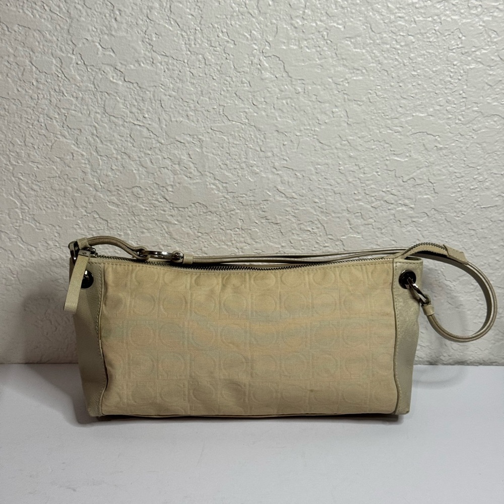 Salvatore Ferragamo Cream Canvas/Leather Purse Shoulder Bag